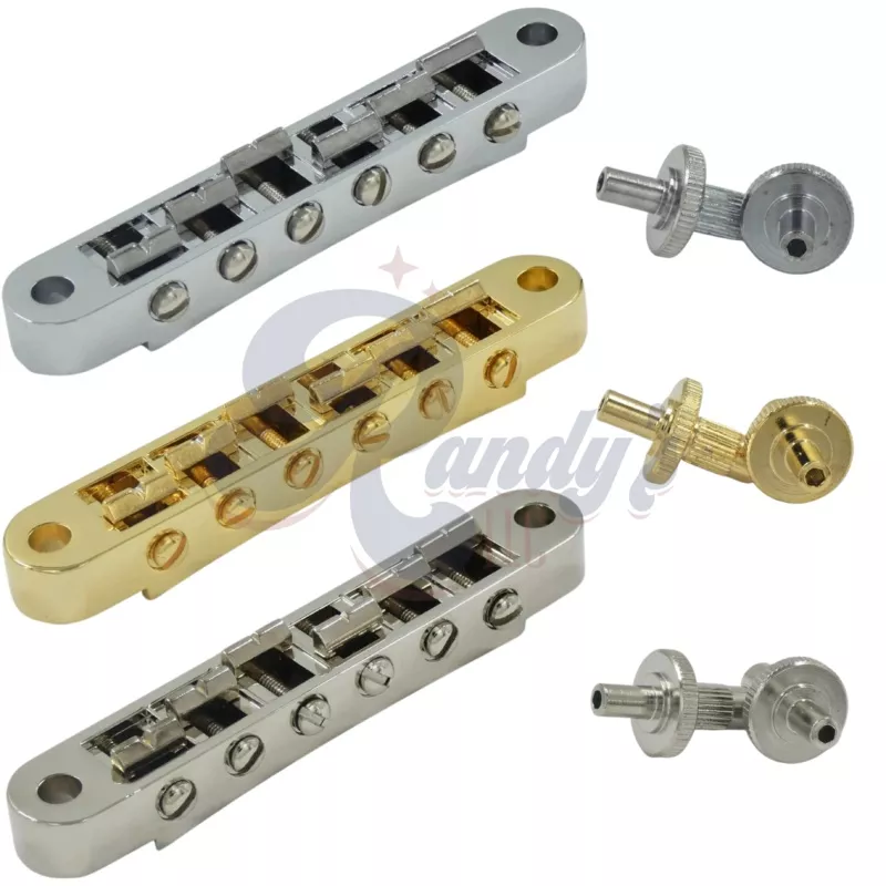 (Contemporary Series) Nashville Tune-O-Matic TOM Bridge (Zinc) w/ Hex Posts - Fits Gibson Chrome Chrome