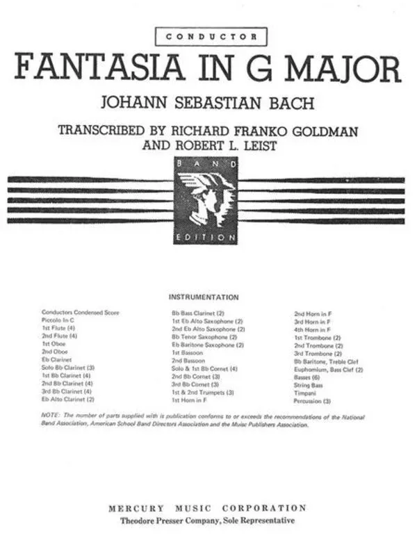 Johann Sebastian Bach - Fantasia in G Major Score/Parts