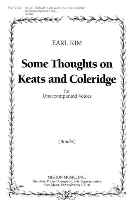 Some Thoughts On Keats And Coleridge - SATB Vocal Sheet Music